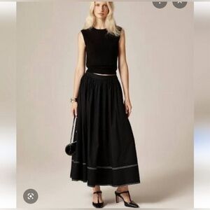 J Crew Contrast-stitch midi skirt in cotton poplin CI647 Size 8T NWT